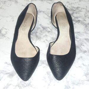 Aldo ballet flats black Textured Embossed snake Genuine Leather 8 M pointy toe